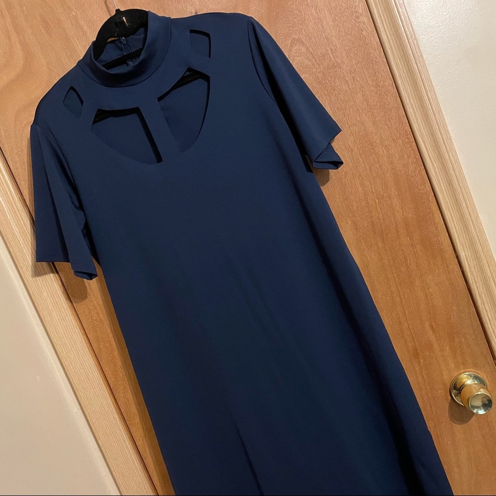 ASOS Curve Navy Cut Out Neckline Dress